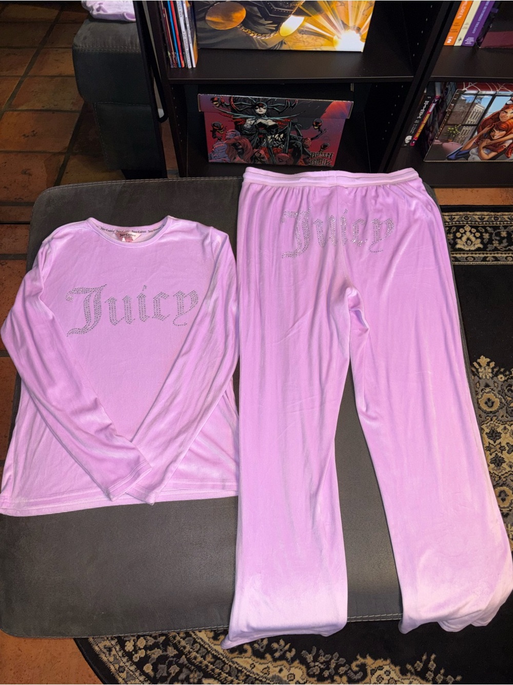 Juicy Couture Lavender Rhinestone Logo Pajama Set